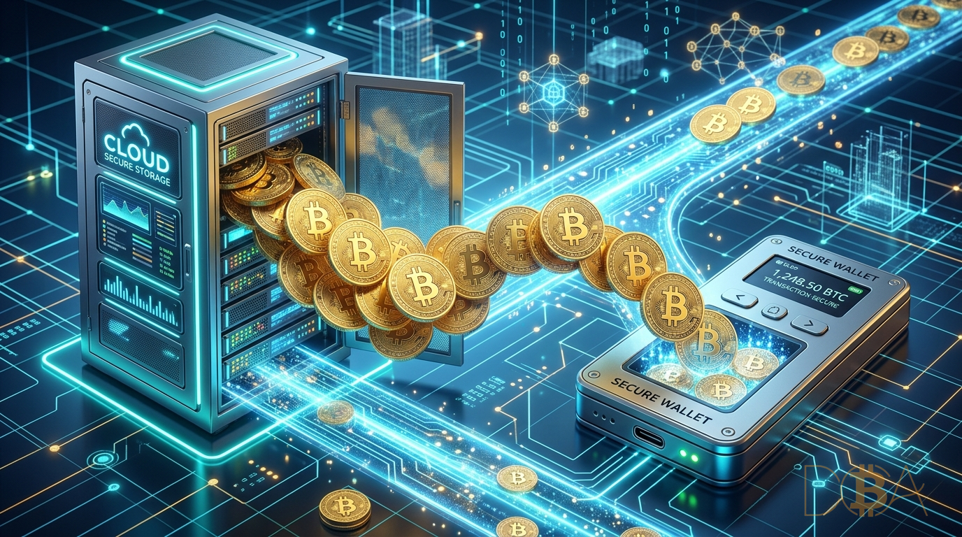 Giao dịch rút Bitcoin từ ví sàn giao dịch về ví lạnh phần cứng bảo mật.