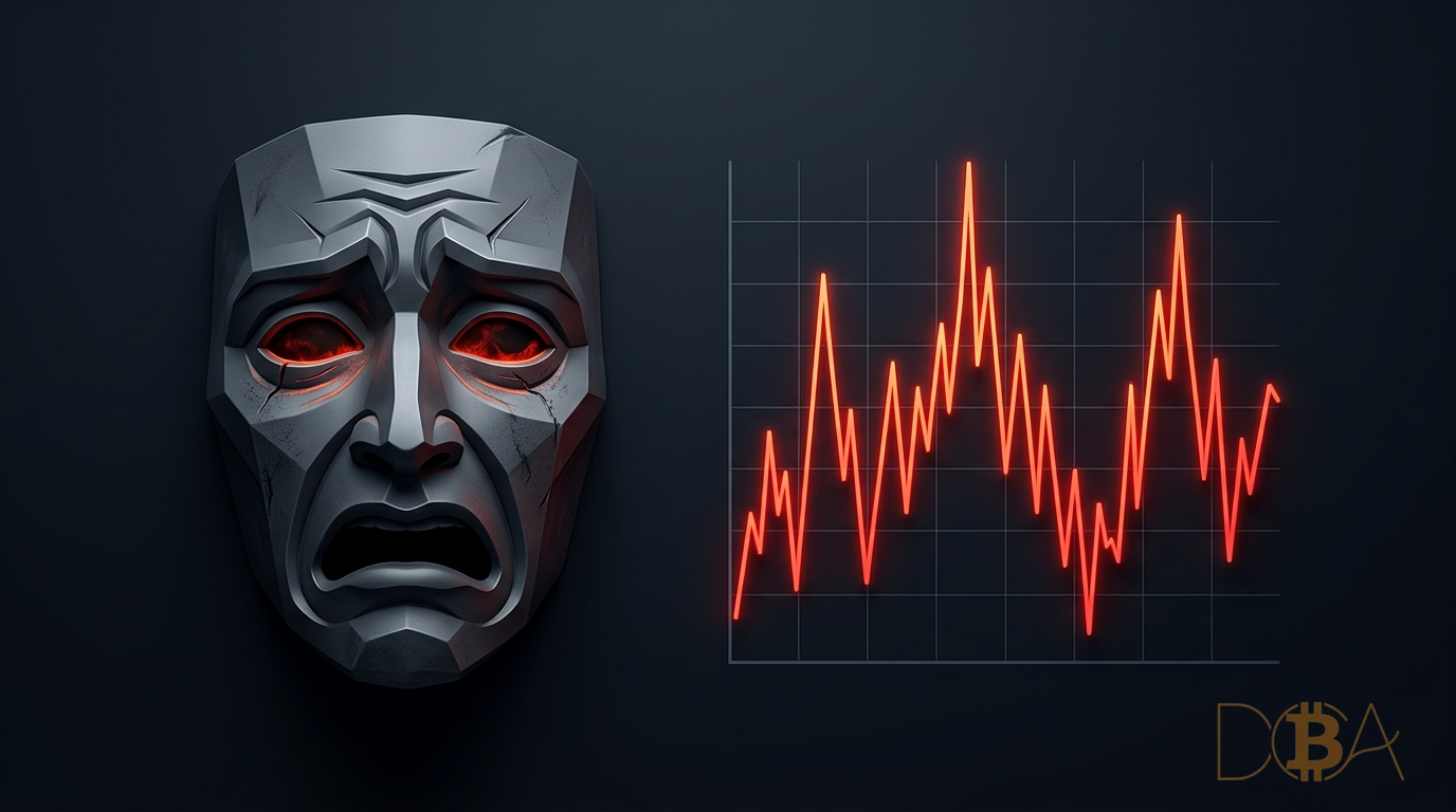 Mặt nạ metallic biểu thị tâm lý sợ hãi hoảng loạn bên cạnh đồ thị răng cưa