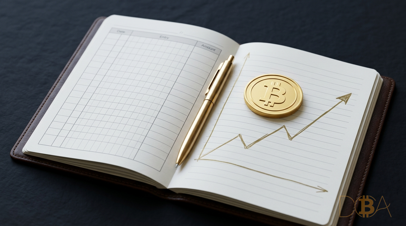 Cuốn sổ tay ghi chép nhật ký đầu tư tích lũy DCA Bitcoin